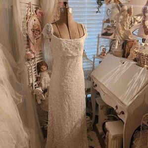 ♡ SOLD* rare embroidered vintage jessica mcclintock bridal formal gown ♡